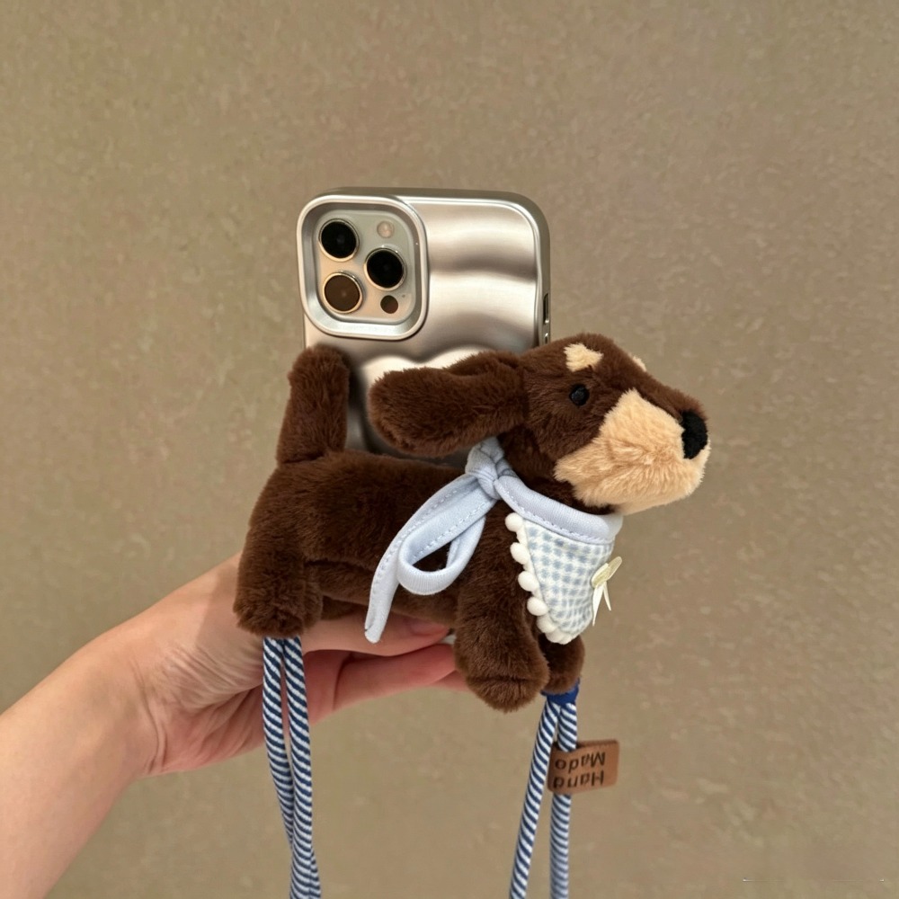 Phone Accessories Cute - สายคล้องโทรศัพท์ตุ๊กตาดัชชุนด์การ์ตูนน่ารัก, สายคล้องโทรศัพท์แบบสะพายข้างพร้อมคลิปหนีบด้านหลัง, อุปกรณ์ตกแต่งโทรศัพท์อเนกประสงค์