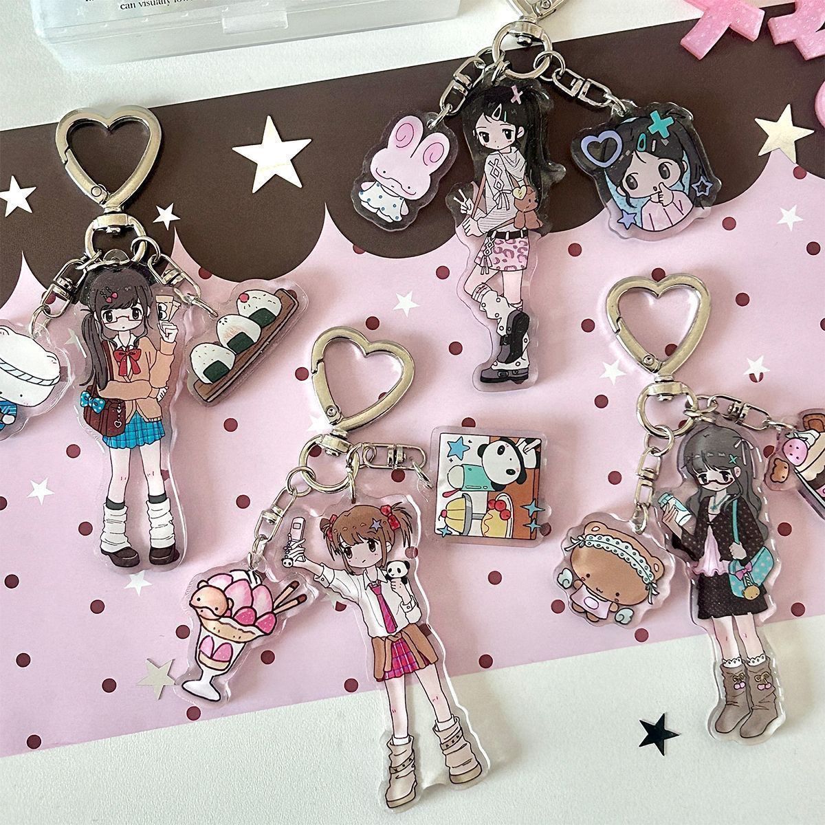 Phone Accessories Hanging - อุปกรณ์เสริมโทรศัพท์อะคริลิกสไตล์สาวน้อยน่ารัก พวงกุญแจอะคริลิก สไตล์ Y2k จี้ห้อยรูปสาวน้อย ของตกแต่งอนิเมะ