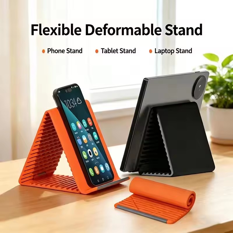 Phone Accessories For Travel - ขาตั้งโทรศัพท์แบบพกพาซิลิโคนสำหรับวางบนโต๊ะ แท็บเล็ต แล็ปท็อป ดีไซน์สร้างสรรค์ ยืดหยุ่น พับได้