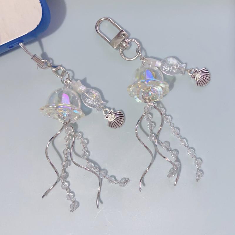 Phone Accessories For Teens - สายคล้องโทรศัพท์แบบมีลูกปัด รูปดาว ทะเล เปลือกหอย แมงกะพรุน พวงกุญแจ