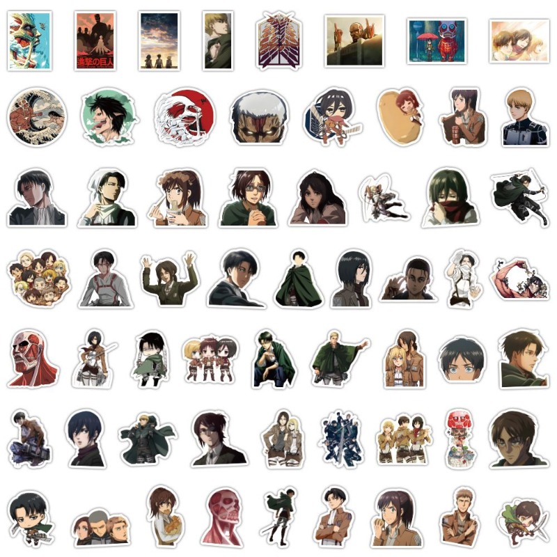 Phone Accessories Cute - 60 ชิ้นสติกเกอร์อนิเมะ Attack on Titan น่ารักสวยงาม