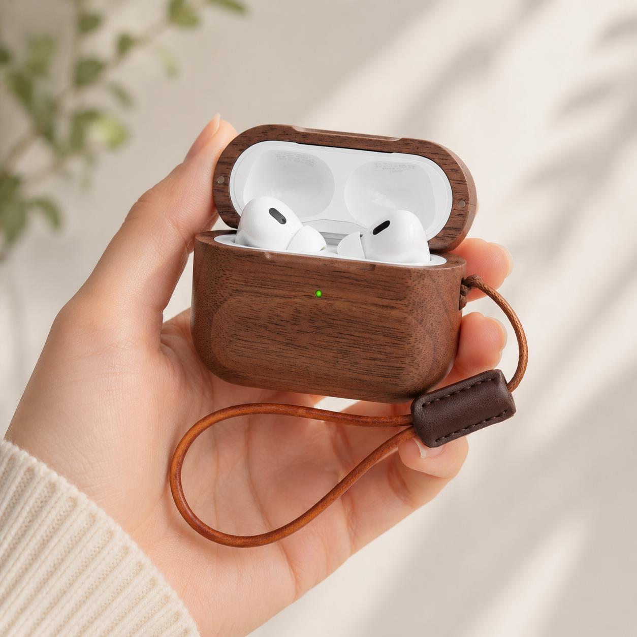 Airpod Case Cover - เคสไม้วอลนัททรงกลมกันกระแทกสุดหรูสำหรับ Airpods3, 4, Airpods Pro, Pro2,
