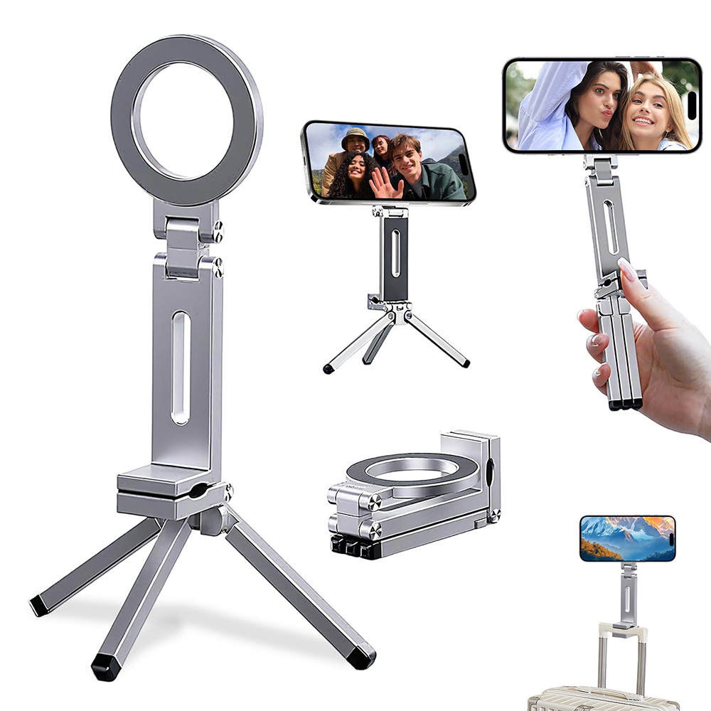 Phone Accessories For Travel - ขาตั้งโทรศัพท์แบบแม่เหล็ก พับได้ หมุนได้ 360 องศา °