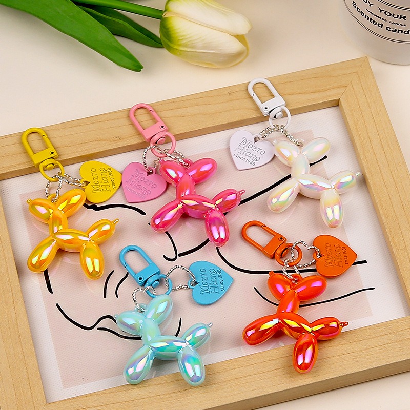 Phone Accessories Hanging - สายคล้องโทรศัพท์ลายการ์ตูนสุนัขบอลลูนสุดสร้างสรรค์ พวงกุญแจโลหะผสมรูปหัวใจ จี้ห้อยกระเป๋า เครื่องประดับ ฝาครอบหูฟัง