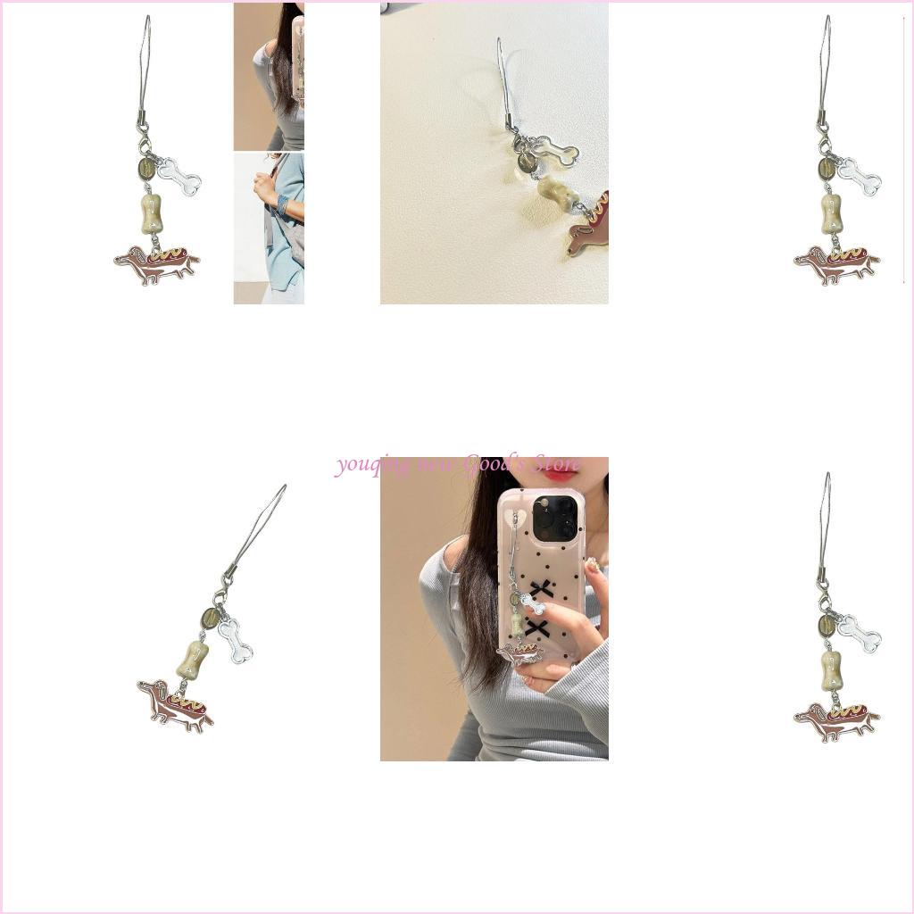 Phone Accessories For Teens - 57QA พวงกุญแจลูกสุนัขดัชชุนด์สำหรับโทรศัพท์อุปกรณ์เสริมเชือกเส้นเล็กโทรศัพท์อินเทรนด์ที่อ่อนเยาว์