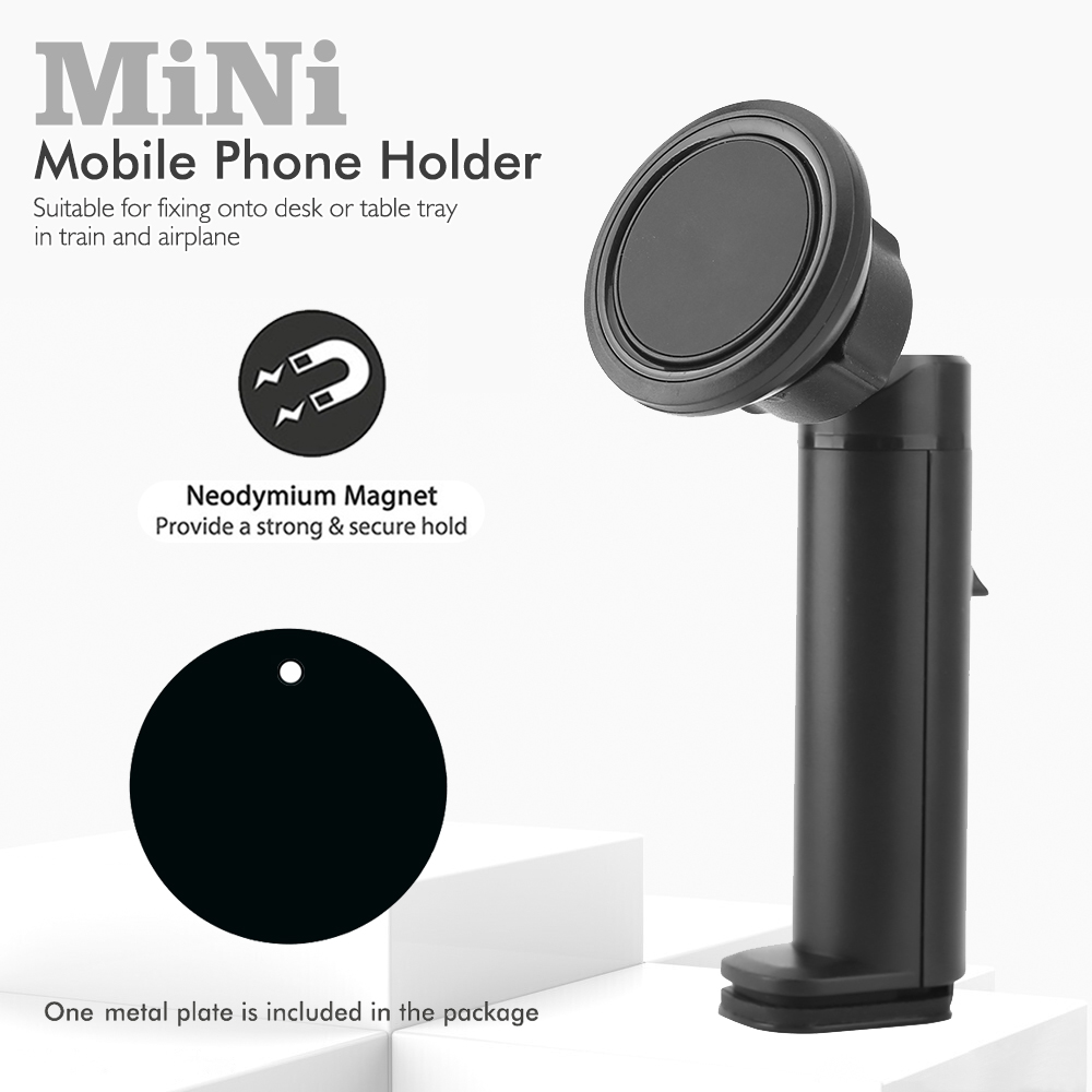 Phone Accessories For Travel - ที่วางโทรศัพท์มือถือแบบแม่เหล็กขนาดเล็ก หมุนได้ 360 องศา เหมาะสำหรับแผงหน้าปัดรถยนต์ โต๊ะทำงาน