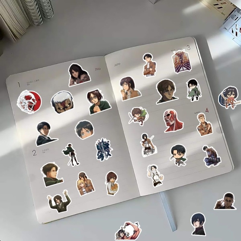 60 ชิ้นสติกเกอร์อนิเมะ Attack  - Phone Accessories Cute บทวิจารณ์และราคา